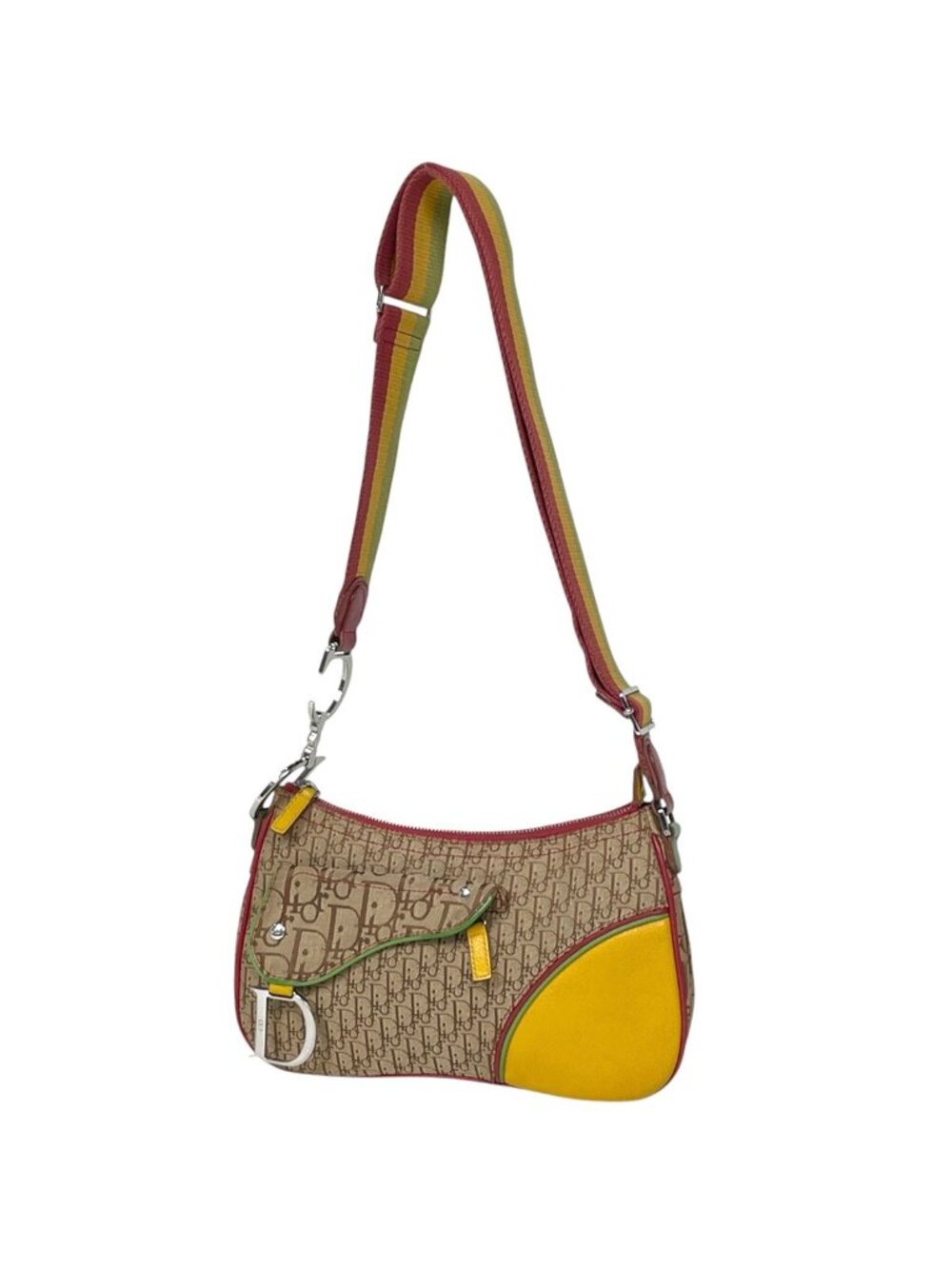 Dior Shoulder Bag Rasta Trotter Pattern Canvas Brown Multicolor